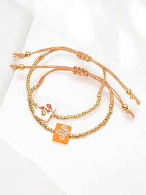 Mahjong Dragon Tile Bracelet Gold Beaded Adjustable NWT